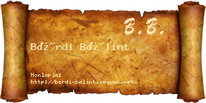 Bérdi Bálint névjegykártya